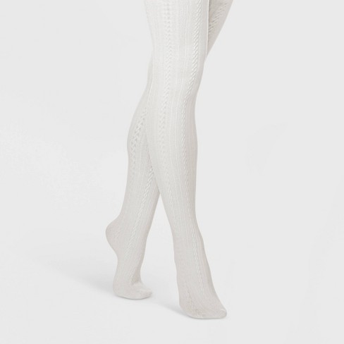 Women's Cable Fleece Lined Tights - A New Day™ Ivory M/l : Target