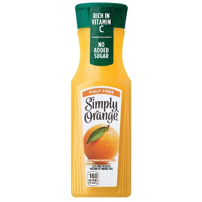 Simply Non GMO No Pulp Orange Fruit Juice, 8 fl oz, 4 Bottles