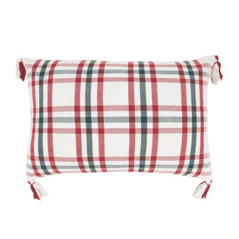 Saro Lifestyle Tasseled Plaid Outdoor Throw Pillow Cover - image 1 of 3