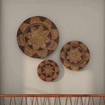 Set of 3 Rattan Plate Woven Basket Wall Decors - Olivia & May