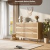6-Drawer Rattan Dresser - Large Double Wide Wooden Chest with Deep Storage, Finish for Bedroom, Living Room, Nursery & Hallway Organization - 4 of 4