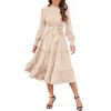 Coolmee Women Maxi Casual Dresses Spring Fall Fashion  Long Sleeve Ruffle Tiered Print Elegant Long Dress S Black - 2 of 4