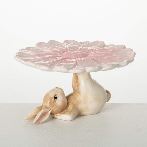 Sullivans 8" Ceramic Bunny & Flower Riser - 1 of 3