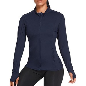 Pinspark Women's Track Jacket Breathable Running Jacket Zip Up Sportswear Flim Fit Workout Tops - 1 of 4