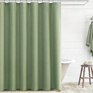 Sage Green Textured Farmhouse Shower Curtain 72x72 Inch Linen Fabric Liner - 1 of 4