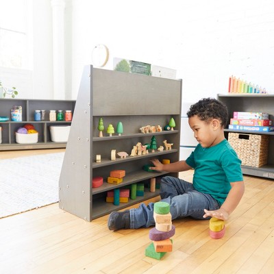 Gray Birch Kids Book Display Stand with Storage