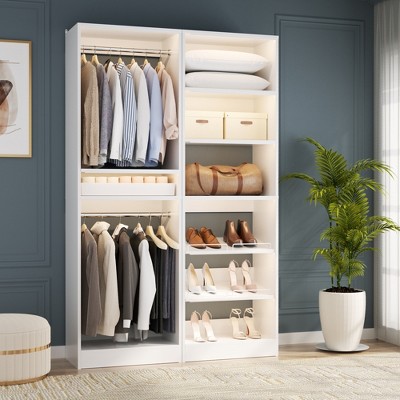Aheaplus Closet System with Shoe Racks & Hanging Rods