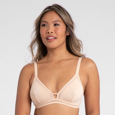 The Mesh Trim Padded Bralette: Toasted Almond