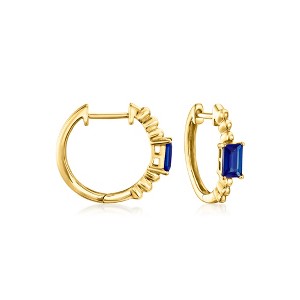 Pure Collection by Ross-Simons 0.70 ct. t.w. Lab-Grown Sapphire Hoop Earrings in 18kt Gold Vermeil - 1 of 4