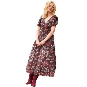Joe Browns V-Neck Flounce Midi Dress - 16 W, Mulberry Garden : Target