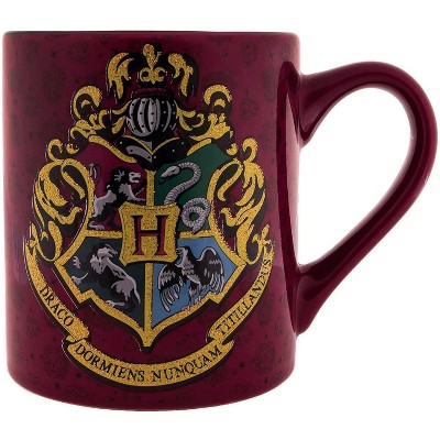 Harry Potter Hogwarts Crest w/ House Logos 16 oz Glitter Travel Cup w/  Straw NEW