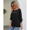 Women's Casual Puff Sleeve Tops 2025 Summer Solid Color Loose Balloon Sleeve Work Office Blouse - 4 of 4