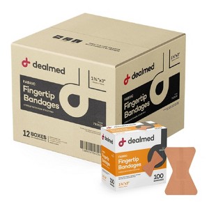 Dealmed Fingertip Fabric Adhesive Bandages with Non-Stick Pad, Latex Free Wound Care, 1 3/4" x 3", 100 Count - 1 of 4