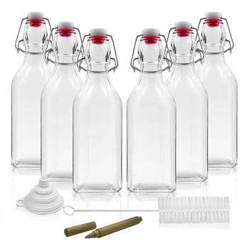 Nevlers Square Airtight Swing Top Bottles - Glass 8.5oz (6pk)