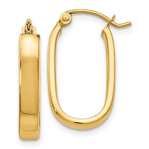 Black Bow Jewelry 3.5mm, 14k Yellow Gold U-Shaped Hoop Earrings, 19mm (3/4 Inch) - 1 of 4