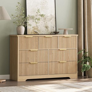 Zstar Modern Fluted Dresser for Bedroom, 7 Drawer Storage Cabinet with Metal Handel - 1 of 4