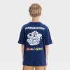 Boys' Super Mario Kart Embroidered Front and Back Graphic Oversized Short Sleeve T-Shirt - Navy Blue - 3 of 4