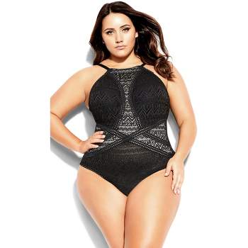 Beach Bump Plus Size Smocked Waist Maternity One Piece Swimsuit Upf 50+-black-3x