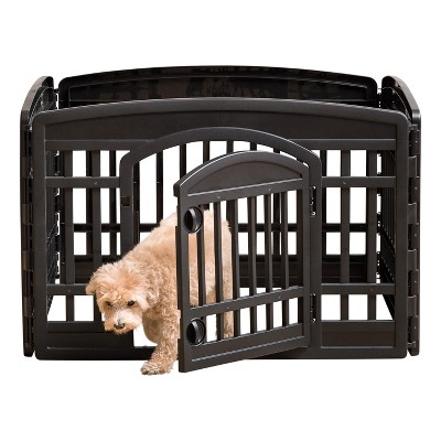 IRIS USA 24-inch 4 Panel Exercise Pet Playpen with Door, Black