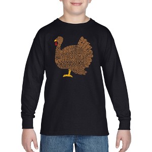 LA Pop Art Thanksgiving - Boy's Word Art Long Sleeve T-Shirt - 1 of 4