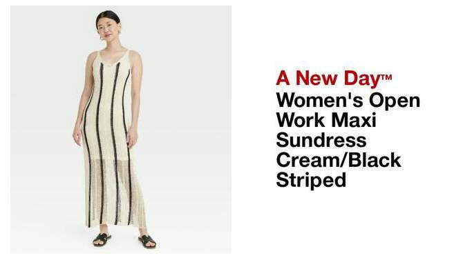 Women's Open Work Maxi Sundress - A New Day™ Cream/Black Striped, 2 of 8, play video