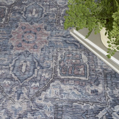 Gray Floral Cotton Chenille Rectangular Area Rug 5'3" x 7'3"