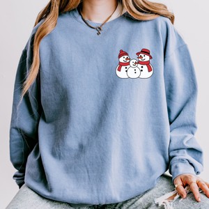 Snowman Family - Women's Lightweight Garment Dyed Sweatshirt - 1 of 3