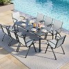 7 PCS Aluminum Patio Dining Set, Outdoor Furniture Set with 6 Stackable Aluminum Dining Chairs and Aluminum Square Table, Black - 3 of 4