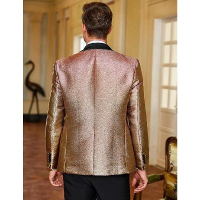COOFANDY Men's Tuxedo Jacket Slim Fit Shawl Lapel Blazer One Button Suit Jackets for Party Prom Wedding Dinner Shiny Blue XL — фото 3