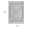 HomeRoots 5' X 7' Blue Light Blue and Orange Geometric Flatweave Area Rug - 3 of 4