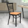 Flash Furniture Black Three-Slat Ladder Back Metal Restaurant Chair - 2 of 4