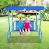 Tangkula Kids Patio Porch Bench Swing w/ Safety Belt Canopy Outdoor Furniture Blue - 3 of 4