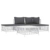 vidaXL 5 Piece Patio Lounge Set - Outdoor White Steel Furniture Set with Comfy Cushions and Versatile Modular Design for Garden/Lawn/Backyard - 3 of 4