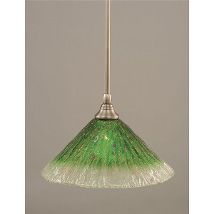 Toltec Lighting Any 1 - Light Pendant in  Brushed Nickel with 12" Kiwi Green Crystal Shade - 1 of 1