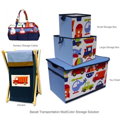 Multicolor Cotton Percale Nursery Storage Caddy with Pockets
