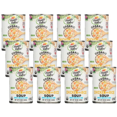 Health Valley Organic Soup, No Salt Added, Chicken & Rice, 15 oz (Pack of 12)