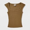 Women's Slim Fit Square Neck Ribbed T-Shirt - Universal Thread™ - 4 of 4