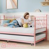 Twin Size Daybed, Metal Daybed Frame with Trundle, Heavy Duty Metal Slats, Mattress Foundation Platform Sofa Bed with Lockable Casters - 4 of 4