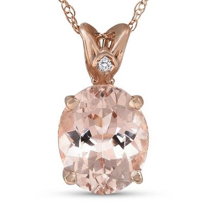  Pompeii3 2ct Vintage Morganite & Diamond Pendant 14K Rose Gold 