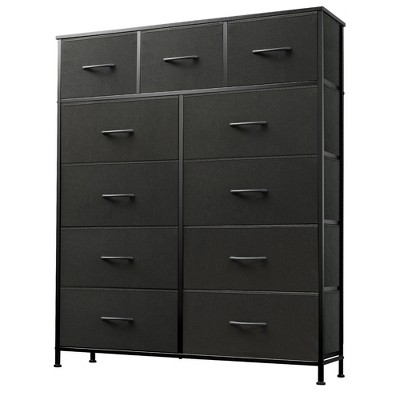 11-Drawer Tall Fabric Dresser Storage Tower with Steel Frame and Wood Top, Chest of Drawers Organizer Unit for Bedroom, Closet, Hallway