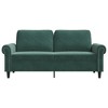 vidaXL Modern 2-Seater Sofa in Velvet Fabric with Densely Padded Seat and Armrests - Dark Green - 3 of 4