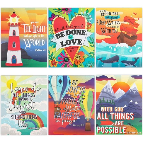 Paper Junkie 6-pack Religious Wall Decor, Bible Verse Posters ...