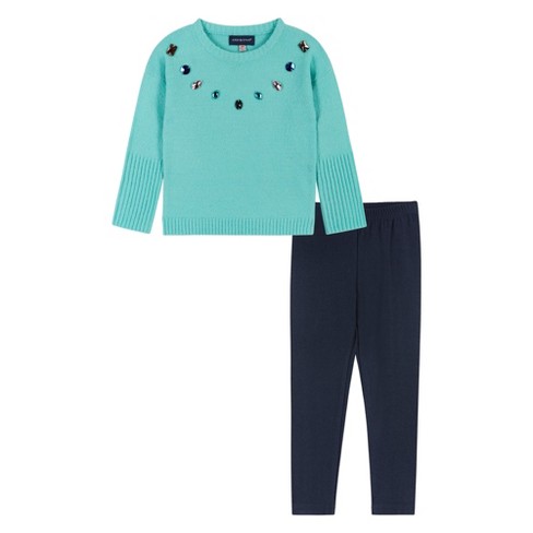 Andy & Evan Kids Girls Rhinestone Sweater W/legging Set Blue, Size 6. :  Target