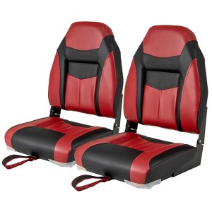 Costway High Back Folding Boat Seats with Black Grey Sponge Cushion & Flexible Hinges - 1 of 4