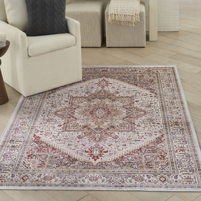 Ivory Red Persian Style Flatweave 5' x 7' Area Rug