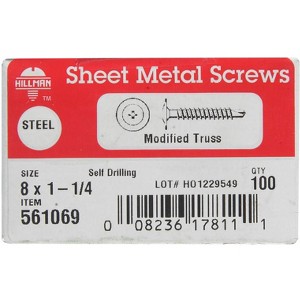 Hillman No. 8 X 1-1/4 in. L Phillips Truss Head Self- Drilling Screws 100 pk - 1 of 1