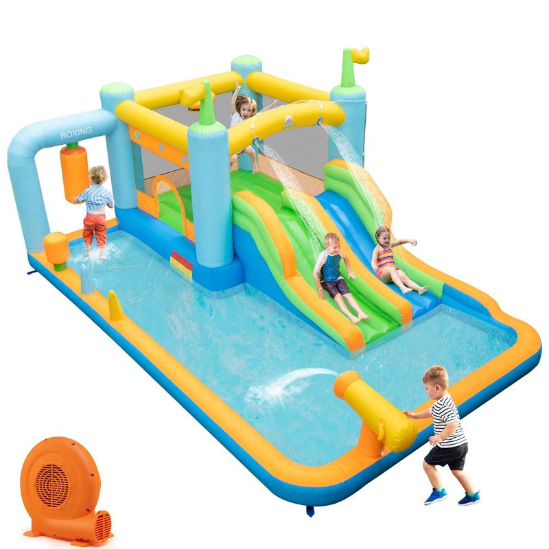 Costway Inflatable Water Slide Giant Kids Bounce House Park Splash Pool with 750W Blower, 1 of 11