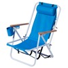 DOMETOUR Folding Beach Chair Set of 2 , 4 Position Portable Backpack Foldable Camping Chair with Headrest Cup Holder and Wooden Armrests Blue - 4 of 4