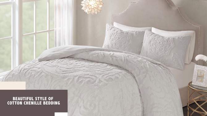 Cecily Tufted Cotton Chenille Medallion Duvet Cover Set, 2 of 16, play video