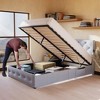 Queen Size Storage Bed with Modern Wingback Headboard and USB Ports - 4 of 4